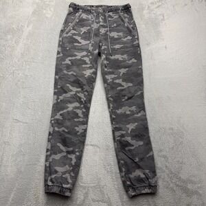 American Eagle Joggers Womens 4 Grey Camo Drawstring Utility Cargo Pants